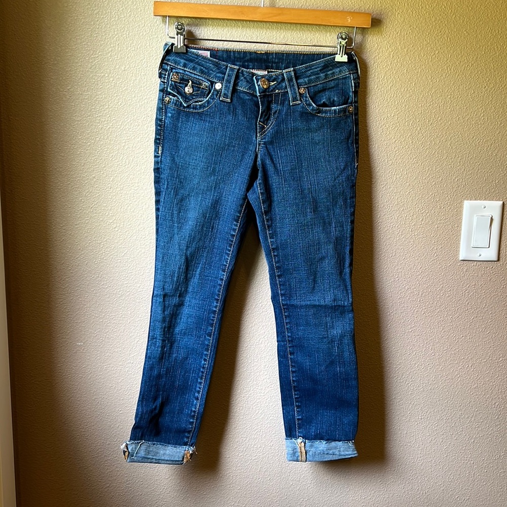 True Religion Julie Jeans Womens 26 Skinny Denim Low Rise Dark Wash Flap Pockets